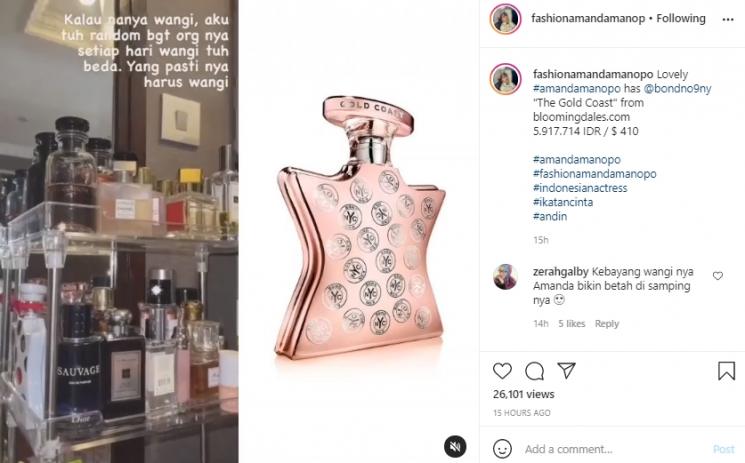 Koleksi parfum Amanda Manopo (Instagram.com/fashionamandamanopo)