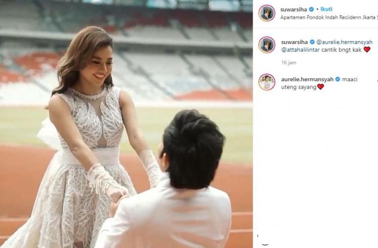 Aurel Hermansyah dan Atta Halilintar (Instagram/@suwarsiha)