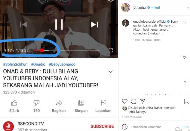 Postingan Lutfi Agizal (Instagram.com)