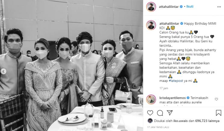 Atta Halilintar dan Aurel Hermansyah bersama KD (Instagram/@attahalilintar)