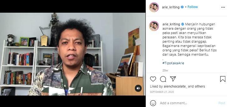 Kos-kosan Arie Kriting dan Indah Permatasari. (Instagram/@arie_kriting)