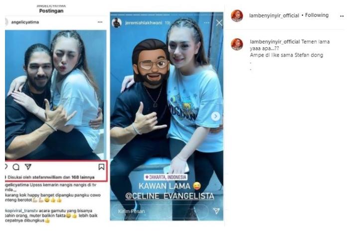 Celine Evangelista dipangku cowok lain, gini sikap Stefan William. (Instagram/@lambenyinyir_official)
