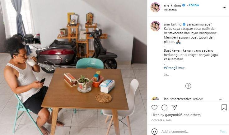Kos-kosan Arie Kriting dan Indah Permatasari. (Instagram/@arie_kriting)