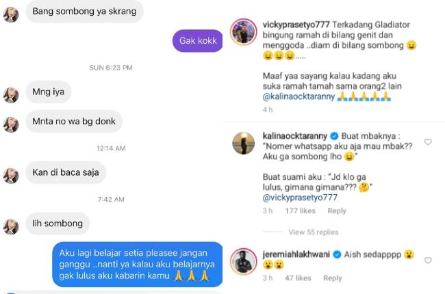 Balasan Kalina di postingan Vicky Prasetyo (Instagram/@vickyprasetyo777)