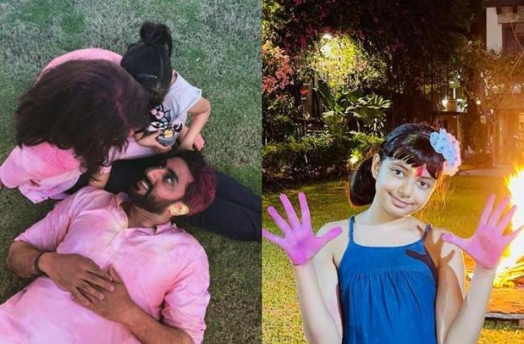 Aishwarya Rai bersama Abhishek Bachchan dan putrinya (Kolase Instagram)