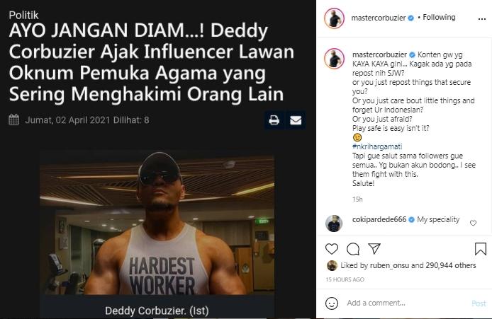 Postingan Deddy Corbuzier (Instagram.com)