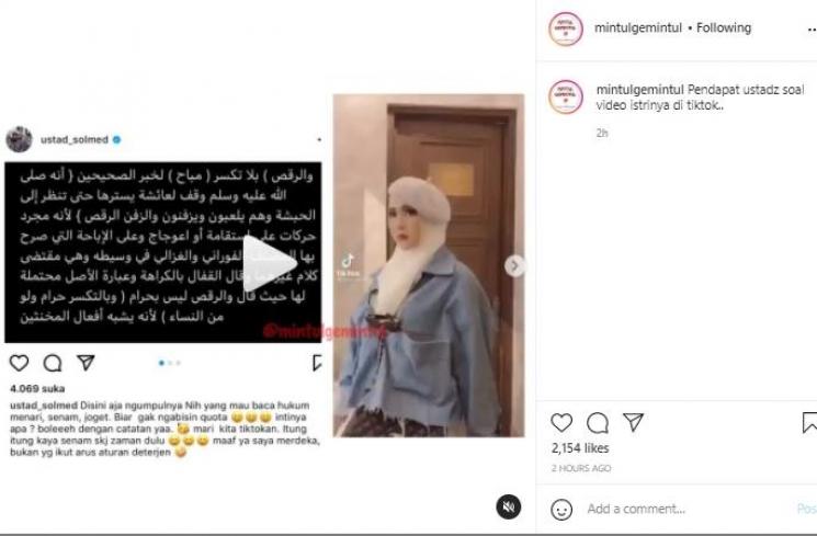 Ustaz Solmed bela April Jasmine (Instagram.com)