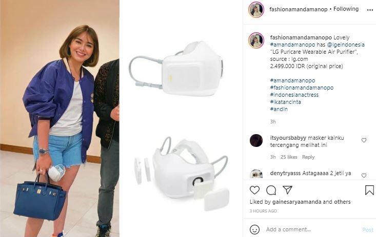 Masker Amanda Manopo. (Instagram/@fashionamandamanopo)