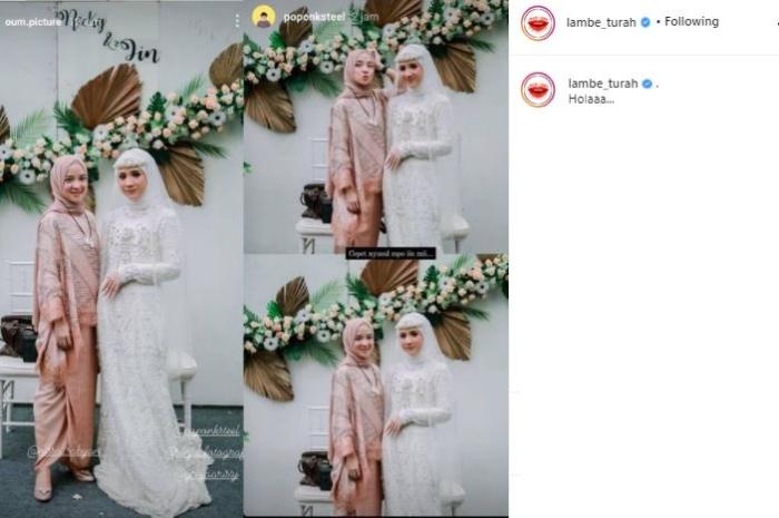 Nissa Sabyan hadiri acara pernikahan. (Instagram/@lambe_turah)