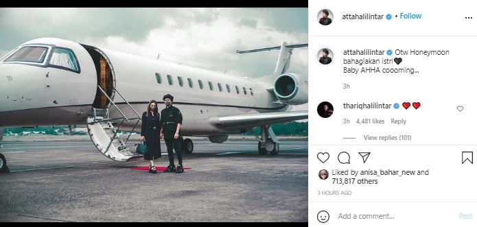 Aurel Hermansyah dan Atta Halilintar bulan madu (Instagram.com)