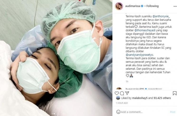 Audi Marissa melahirkan anak pertama. (Instagram/@audimarissa)