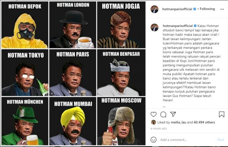 Hotman Paris tak terima disebut pengacara banci tampil. (Instagram/hotmanparisofficial)