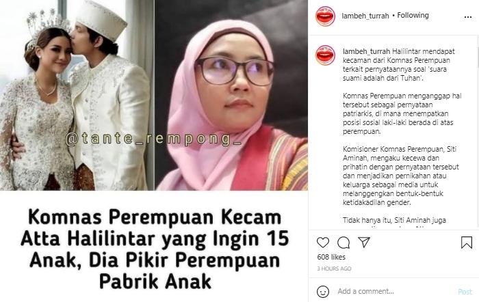 Atta Halilintar dikecam Komnas Perempuan (Instagram.com)