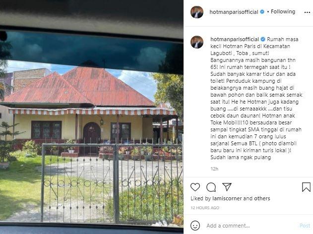 Rumah masa kecil Hotman Paris. (Instagram/@hotmanparisofficial)