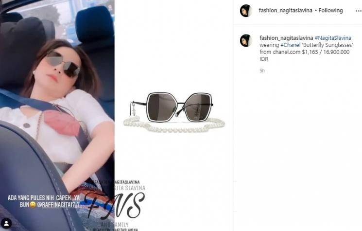 Harga kacamata hitam Nagita Slavina. (Instagram/@fashion_nagitaslavina)