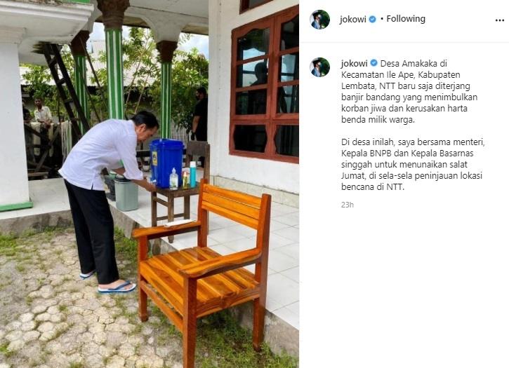 Presiden Jokowi pakai sandal jepit. (Instagram/@jokowi)