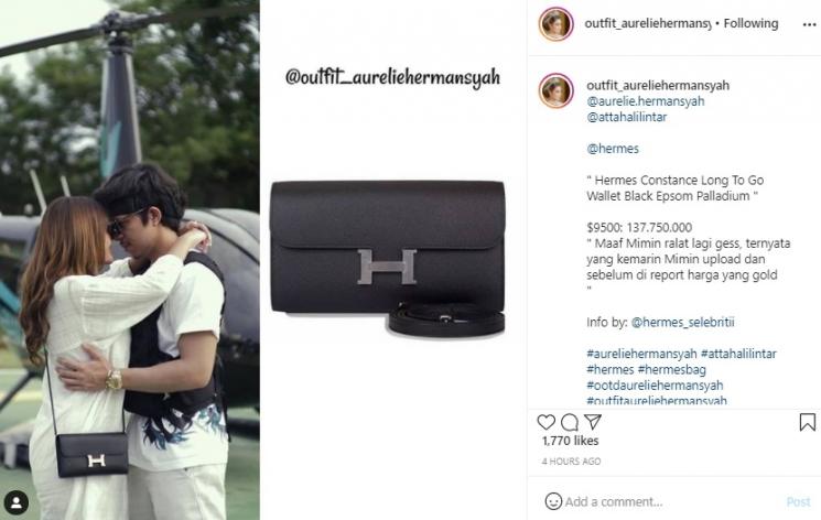 Harga tas Aurel Hermansyah. (Instagram/@outfit_aureliehermansyah)