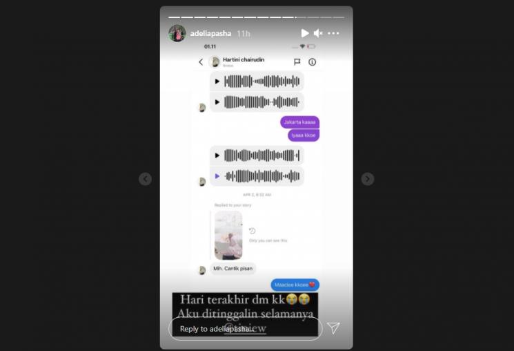 Adelia Pasha berduka, Hartini Chairudin meninggal dunia.(Instagram/adeliapasha)