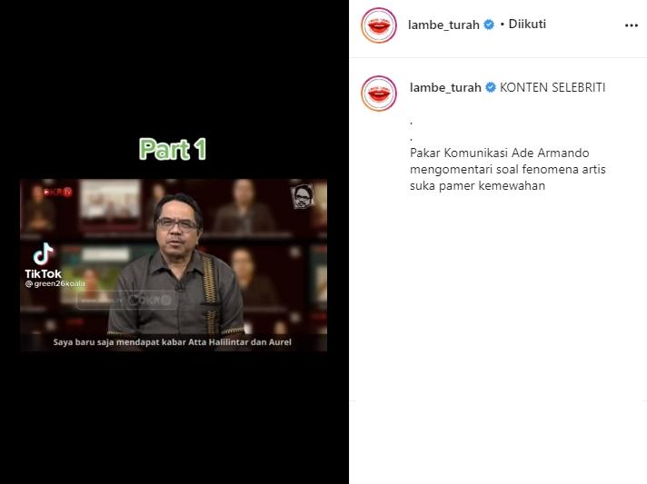 Pakar Komunikasi kritik Atta Halilintar (Instagram/@lambe_turah)