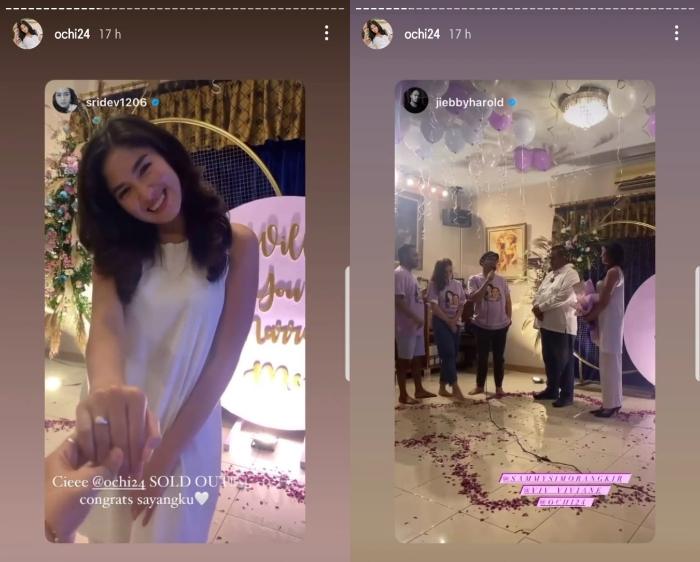 Ochi Rosdiana dilamar pacar. (Instagram/@ochi24)