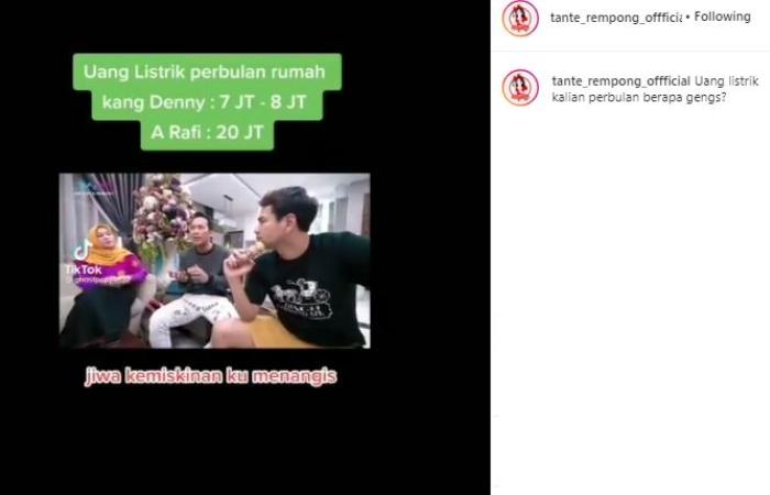 Raffi Ahmad syok dengar tagihan listrik Denny Cagur. (Instagram/@tante_rempong_offficial)