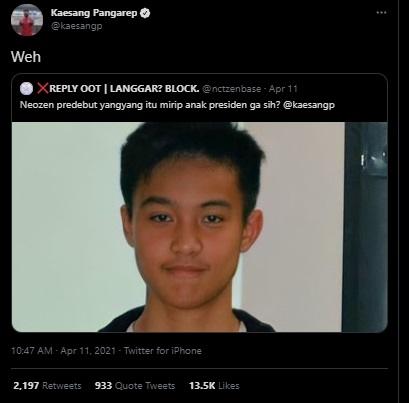 Kaesang Pangarep disebut mirip Yang Yang NCT. (Twitter)