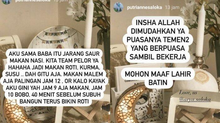 Kebiasaan Arya Saloka dan Putri Anne saat sahur. (Instagram/putriannesaloka)