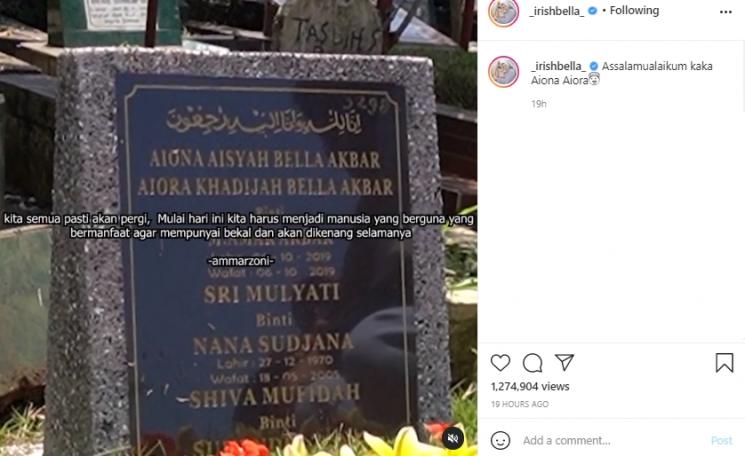 Ammar Zoni dan Irish Bella ajak Air kunjungi makam kakaknya (Instagram.com)