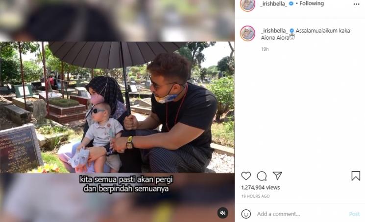 Ammar Zoni dan Irish Bella ajak Air kunjungi makam kakaknya (Instagram.com)