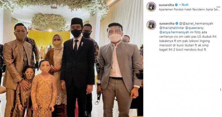 Arsy dan Arsya foto bareng Jokowi (Instagram/@suwarsiha)