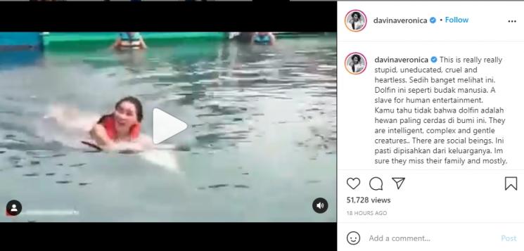 Lucinta Luna liburan ke lokasi yang diduga memperbudak Lumba-lumba. (Instagram/davinaveronica)