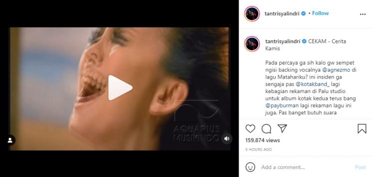 Tantri Kotak Jadi Backing Vokal di Lagu Agnez Mo. (Instagram/tantrisyalindri)