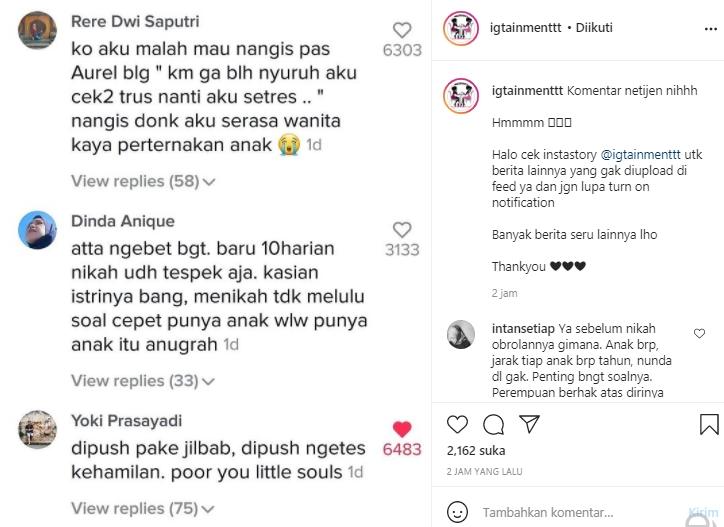 Komentar netizen (Instagram.com)