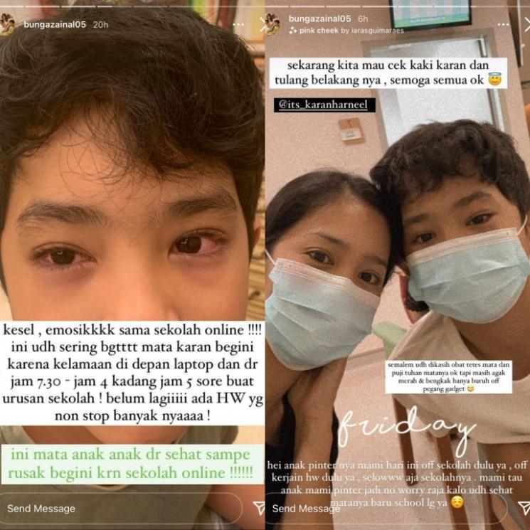 Bunga Zainal ungkap kondisi kesehatan mata anaknya, Karan Pradhi Singh. (Instagram/bungazainal05)