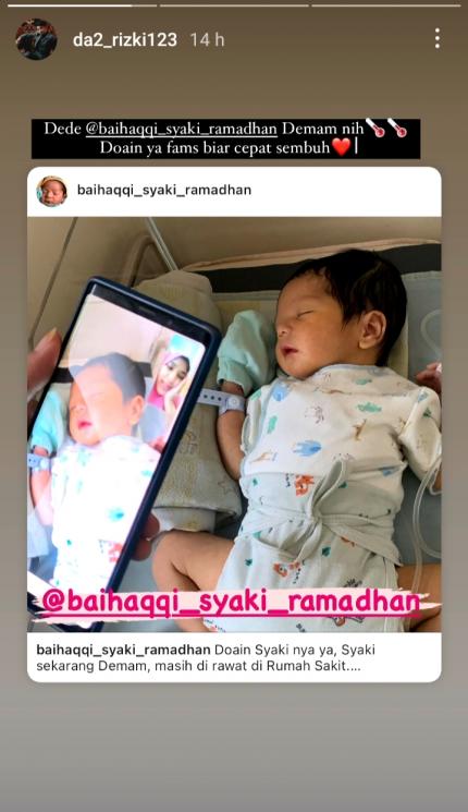 Anak Nadya Mustika Rahayu dan Rizki DA demam (Instagram/@da2_rizki123)