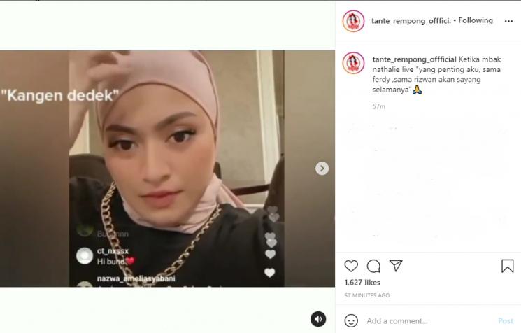 Nathalie Holscher kangen anak Sule. (Instagram/tante_rempong_offficial)