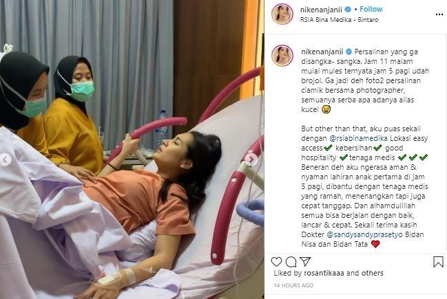 Niken Anjani melahirkan anak pertama. (Instagram/@nikenanjanii)