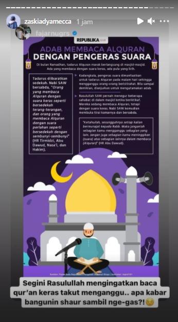 Postingan Instagram Zaskia Adya Mecca (Instagram.com)