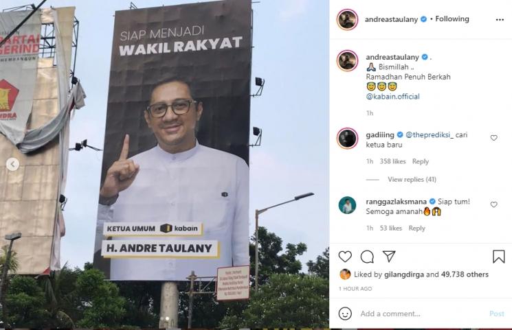 Andre Taulany siap jadi wakil rakyat. (Instagram/andreastaulany)