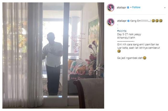 Ridwan Kamil hibur istri yang Covid19. (Instagram/@ataliapr)