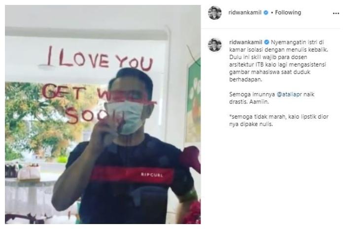 Ridwan Kamil hibur istri yang Covid19. (Instagram/@ridwankamil)