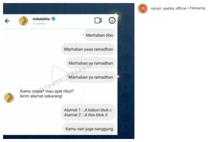 Iis Dahlia dibully lewat DM Instagram. (Instagram)