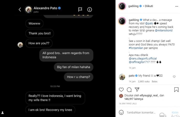 Postingan Gading Marten (Instagram.com)