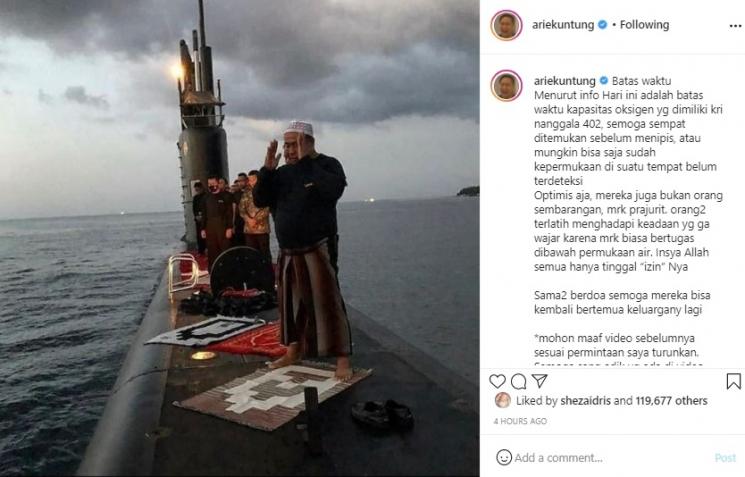 Postingan Arie Untung. (Instagram/@ariekuntung)