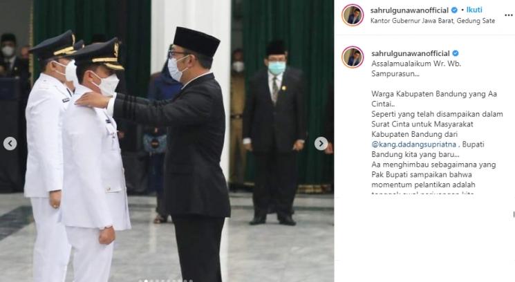 Sahrul Gunawan dilantik (Instagram/@sahrulgunawanofficial)