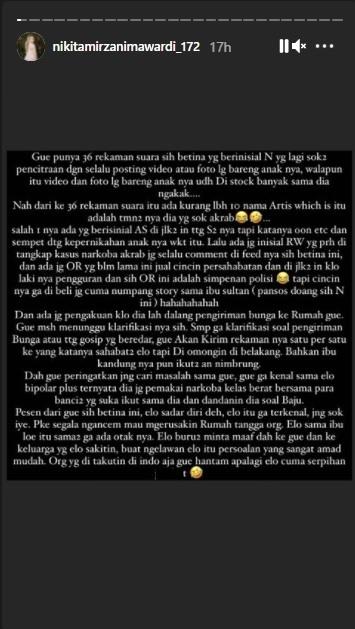 Postingan Nikita Mirzani. (Instagram/@nikitamirzanimawardi_172)