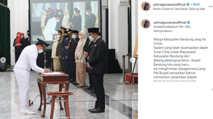 Sahrul Gunawan dilantik (Instagram/@sahrulgunawanofficial)