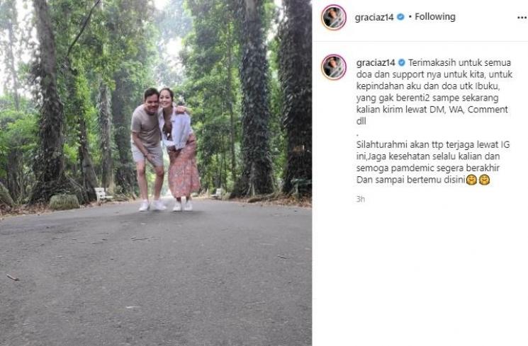 Gracia Indri dan pacar bulenya pamit tinggalkan Indonesia. (Instagram/@graciaz14)