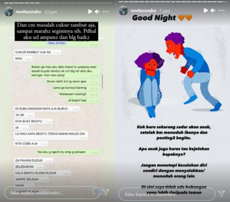 Novita Condro bongkar isi chat yang diduga dari Kapten Vincent (Instagram.com)