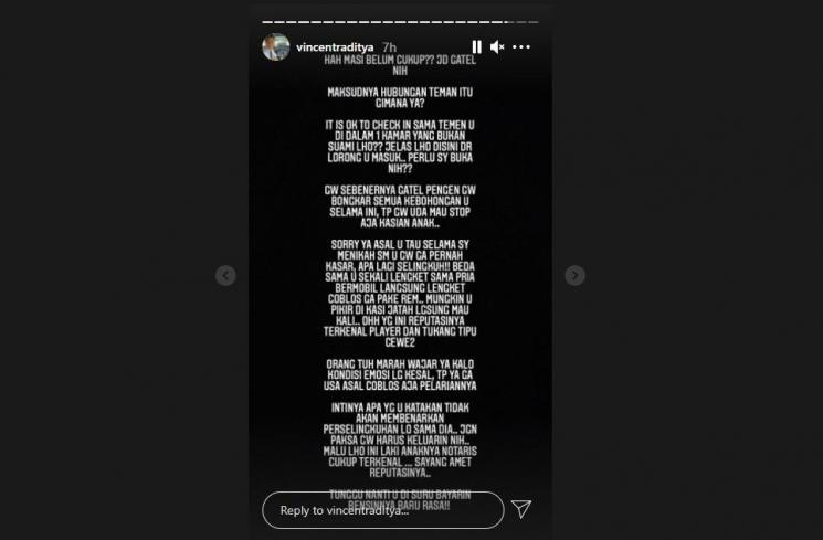 Kapten Vincent Raditya diduga sindir istri selingkuh. (Instagram/vincentraditya)